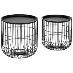 2er-Set Couchtisch, Beistelltisch im Skandidesign, Kaffeetisch mit Stauraum