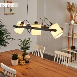 Boho Pendel Hänge Lampen Ess Wohn Schlaf Zimmer Raum Beleuchtung Holz Stoff weiß
