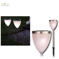 2er Set LED Solarleuchte Pathlight Solarlampe Gartenleuchte Edelstahl Gartenlamp