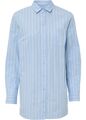 Neu Longbluse Gr. 40 Hellblau Wollweiß Damen-Hemd Langarm-Bluse Shirt Tunika