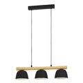 Pendelleuchte Esstisch 3-flammig Esszimmerlampe aus Metall in Schwarz und Holz