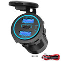 Auto Dual USB C Steckdose PD & QC3.0 12V Einbau Buchse Wasserdicht KFZ Ladegerät