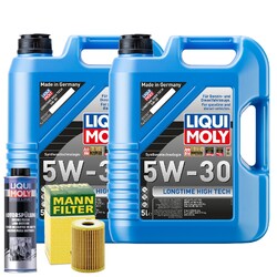 Motoröl 5W30 LIQUI MOLY Longtime High Tech 10L +MANN Ölfilter +Spülung