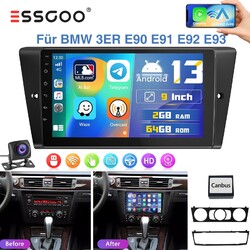 2+64G 9" Android 14 Für BMW 3ER E90 E91 E92 E93 Autoradio GPS NAVI Wifi RDS +Kam
