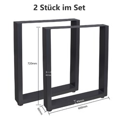 2er-Set Tischbeine Tischgestell Möbelfuß Tischkufen Hairpin Leg Tischfüße Stahl✔2er-Set ✔ inkl.Bodenschützern ✔80x40mm Stahl ✔4 Größen
