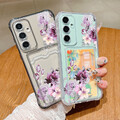 Für Samsung S25 Ultra S24 S23 A56 A16 A15 Hülle mit Kartenfach Rose Blume Cover