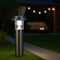 MeLiTec Solar-Gartenleuchte SO06-1, Edelstahl matt, Solar-Gartenlampe 31cm hoch
