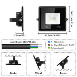 10-100Watt LED Fluter Flutlicht Außenleuchte Außen Garten Fassadenstrahler IP65