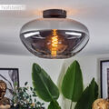Decken Lampe Flur Leuchte Chrom Klar Rauchglas Schlaf Wohn Zimmer Beleuchtung