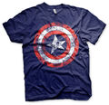 Marvel Comics - Captain America Herren Logo Vintage T-Shirt Navy (S-XL)