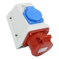 Kombi Wandsteckdose 5 polig CEE 16A IP44 mit Schutzkontakt-Steckdose CEE Combo