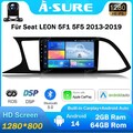 DAB+ 64G Android 14 Auto Radio Carplay GPS Navi Für Seat LEON 5F 5F1 5F5 2013-19