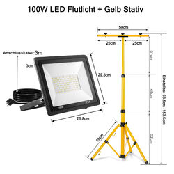 2x LED Fluter Flutlicht Baustrahler Scheinwerfer mit Stativ Stecker 50/100/200W