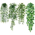 4er-set Hängepflanze 50cm Künstliche Efeuranken Kunstpflanzen Rattan Blatt Deko