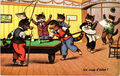 PC KATZEN, ANTHROPOMORPHE KATZEN SPIELEN POOL, Vintage Postkarte (b46545)