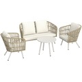 Gartenmöbel Set aus Polyrattan Lounge-Set mit 2er Sofa Sessel Tisch Kissen
