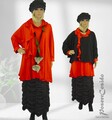 LAGENLOOK Long Shirt Tunika Hoodie Kapuze 44 46 48 50 52 54 56 XXL XXXL orange