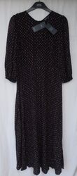 DAMEN MARKS AND SPENCER SCHWARZ GEMISCHT GEPUNKTET 3/4-ÄRMEL MAXIKLEID GRÖSSE 12