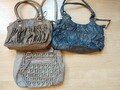 3 vegane Damenhandtaschen Beige / Oliv / Grau