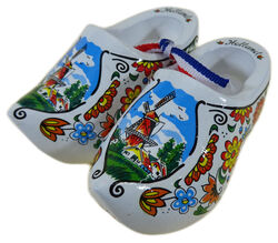 2er Set Deko Holland Clogs Windmühle 10 x 5 x 5 cm Holz Klumpen Deko GMTX 5501