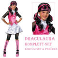 Draculaura Kinder Kostüm & Perücke / Halloween Monster High Vampirin Hexen Kleid
