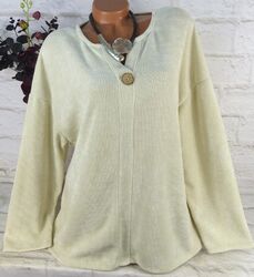 Sweatshirt Shirt Pullover Pulli Tunika Bluse Cord Look ITALY Beige XXL 46 48 50