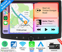 10,1" QLED 2DIN Android 13 8-Core 6+64 Autoradio GPS Navi CarPlay 4G LTE DSP RDS