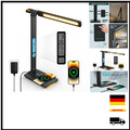 Schreibtischlampe LED Dimmbar mit Ladefunktion Uhr - Tischlampe Nachtlicht mit