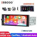 6.9" Single DIN Android 14 Auto Carplay Autoradio Touch Screen GPS NAV Cam 4+64G