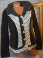 BiBA Blusenjacke Bluse Gr 40 schwarz-beige Materialmix