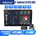 9" Doppel DIN DAB+ 64G Carplay Autoradio Android 14 Navi Bluetooth WIFI RDS Kam