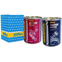 PURFLUX LS718 Ölfilter MANNOL Spülung + Additiv Öl für VW FIAT CHRYSLER OPEL MG
