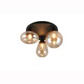 Deckenleuchte Deckenlampe Wohnzimmerlampe schwarz Rauchglas 3-flammig H 24,5 cm