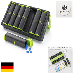 7-Tage Pillendose mit 14 Fächern | Drehbarer Griff | Reise-Organizer
