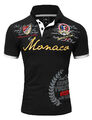 Herren Poloshirt Basic Kontrast Monaco Stickerei Kurzarm Polohemd T-Shirt 5107