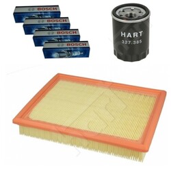 4 BOSCH Zündkerzen + Öl,Luftfilter für FIAT PALIO Weekend