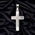 Anhänger Kreuz 333 Gold Weißgold teil matt Kreuzanhänger Weißgoldkreuz