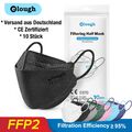 10x FFP2 Maske Fischform Maske 4D Mundschutz Atemschutzmaske elough Erwachsene