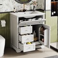 Badmöbel Set mit Keramik Waschbecken Waschtisch mit Unterschrank 76x46x87cm Weiß