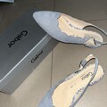 GABOR Damen Slingback Ballerina Gr. 5 38 blau grau  Samtchevreau Comfort Spitze 