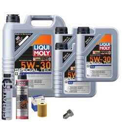 Motoröl 5W30 LIQUI MOLY 8L+MAHLE Ölfilter+Spülung+Cera Tec+Ölablassschraube