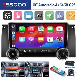 10.1" Android 14 Autoradio DAB Carplay Für BMW 5er E39 X5 E53 E38 4+64G Navi Kam