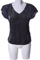 ESPRIT Kurzarm-Bluse Damen Bluse Gr. DE 34 silberfarben Glanz-Optik