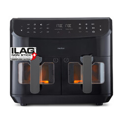 MEDION P20 XXL Heißluftfritteuse mit 2 Kammern 8,7L 2.600W 9 Automatikprogrammebis zu 200°C, Dual Cook & Sync-Finish Funktion