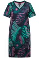 Ulla Popken Damen große Größen Jersey Midikleid Palmen A Linie V Ausschnitt