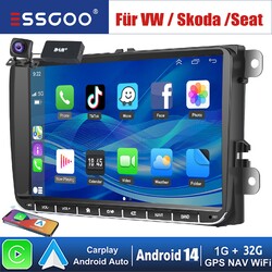 DAB+ Android 14 32G Carplay Autoradio RDS Kam Für VW GOLF 5 Tiguan Touran Passat