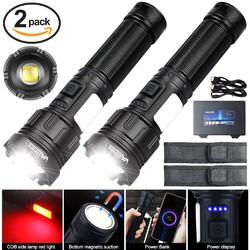2X Taschenlampe LED Aufladbar USB Super Hell Taktisches Fackel Lumen Akku Kit DE