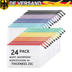 24x Netz Dokumententasche transparent Mappe Dokumente Aktenmappe A4 wasserdicht