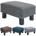 Fußhocker, Sitzhocker, Rechteckiger Ottoman, Fußstütze aus Leinen