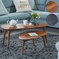 Couchtisch FineBuy Wohnzimmertisch 2er Set Nierenform Holz Beistelltisch Tisch